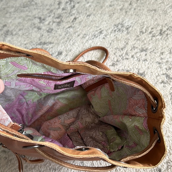 The Sak Drawstring Leather and Fabric Backpack OS